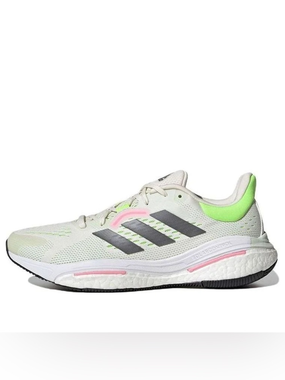 adidas Men’s White Running Shoes with Neon Green & Black Accents - GV8265